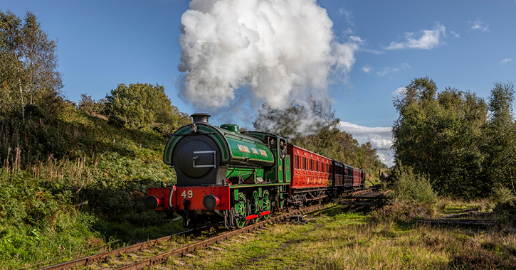 steam train on tanfield railway 